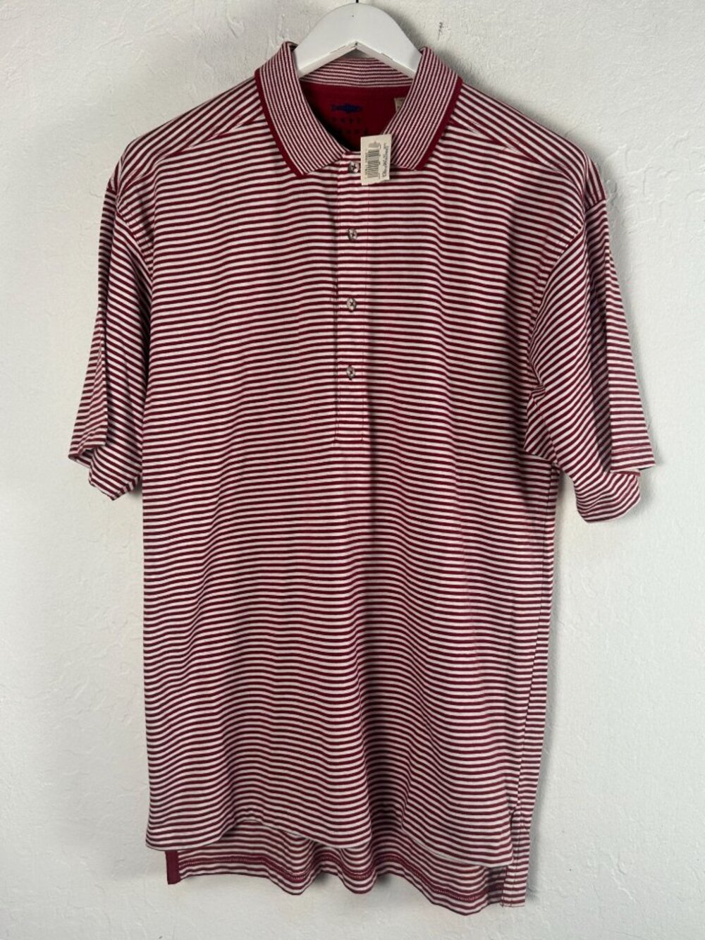 East Island Men’s Red White Striped Cotton Polo Shirt Medium Short Sleeve New